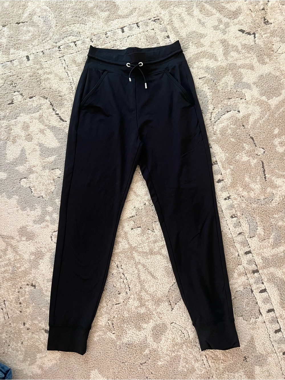 Girls Black Jogger Pants with Drawstring Waist